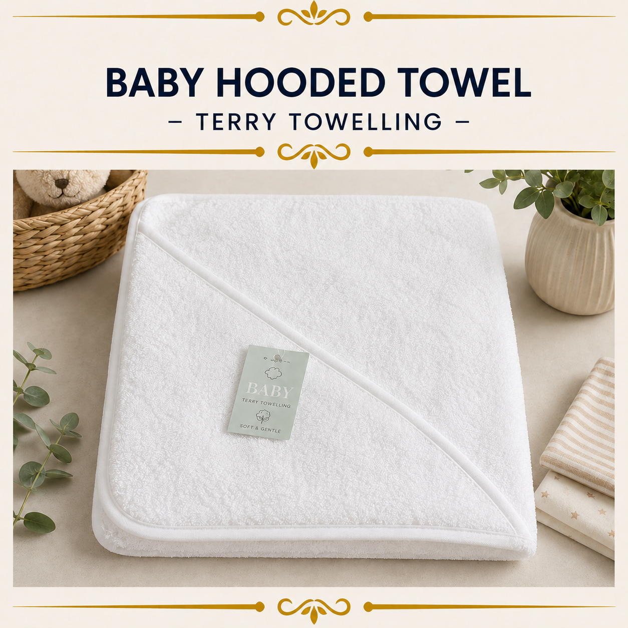Baby Hooded Towel - Terry Towelling