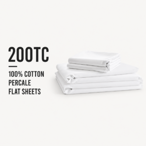 200TC 100% Cotton - Percale Flat Sheets