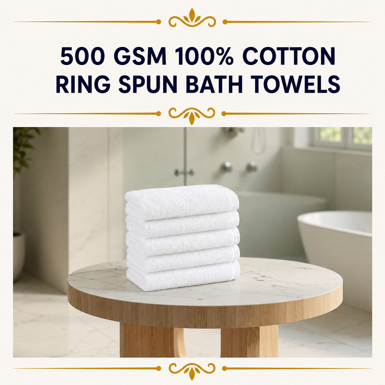 500 GSM 100% Cotton Ring Spun Bath Towels