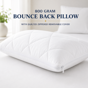 800 Gram Bounce Back Pillow with Quilted Zipped Removable Cover