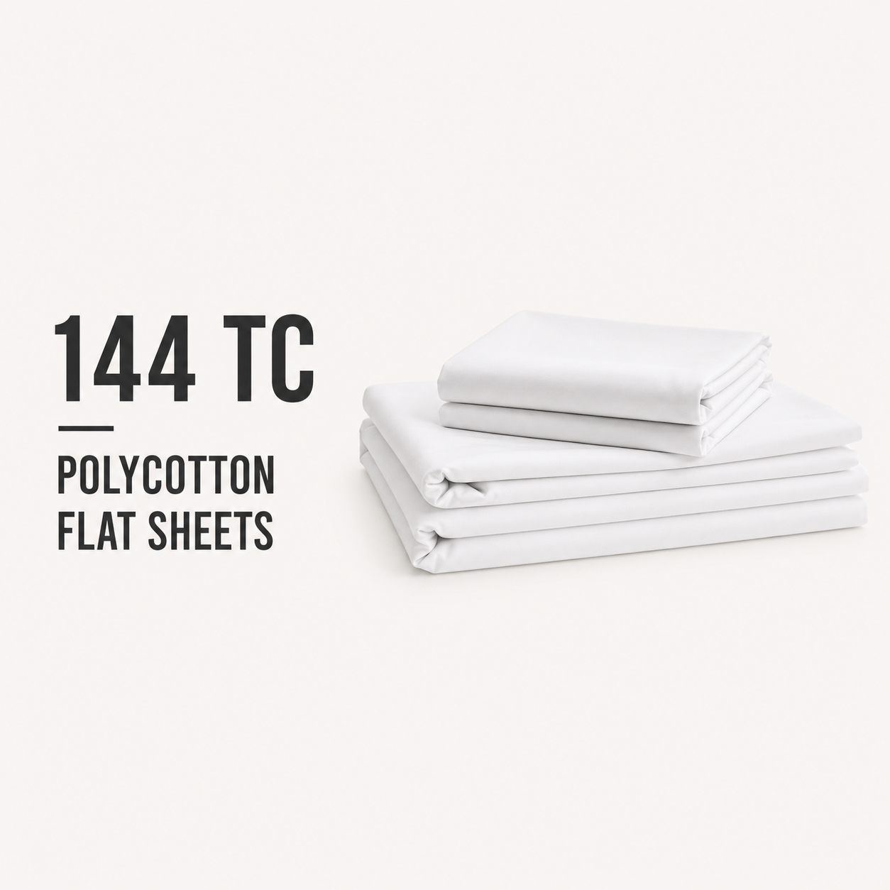 144 Thread Count 68 Pick Polycotton - Flat Sheets (Available in more colours)