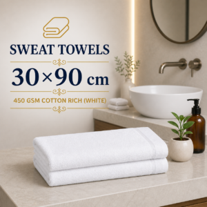 30x90 cm Sweat Towels - 450 GSM Cotton Rich (White)