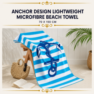 Anchor Design Lightweight Microfibre Beach Towel – 70 x 150 cm
