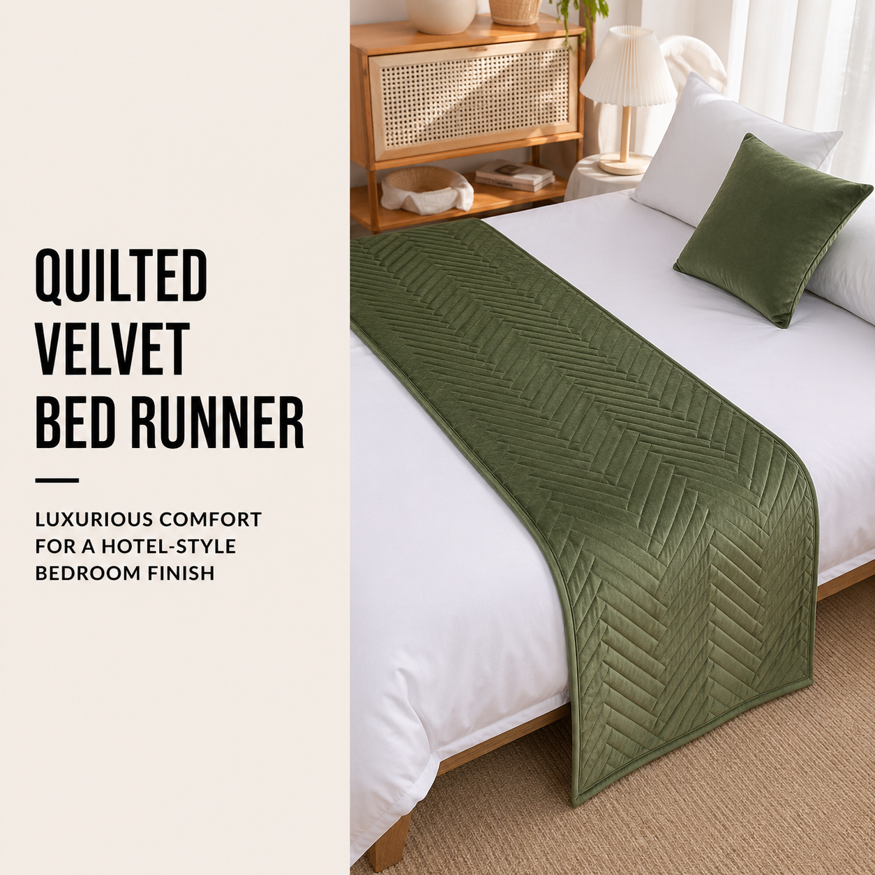 Quilted Velvet Bed Runner – Luxurious Comfort for a Hotel-Style Bedroom Finish (Available in more colours)
