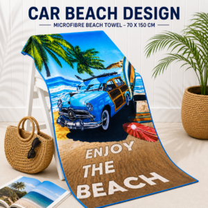 Car Beach Design Microfibre Beach Towel – 70 x 150 cm