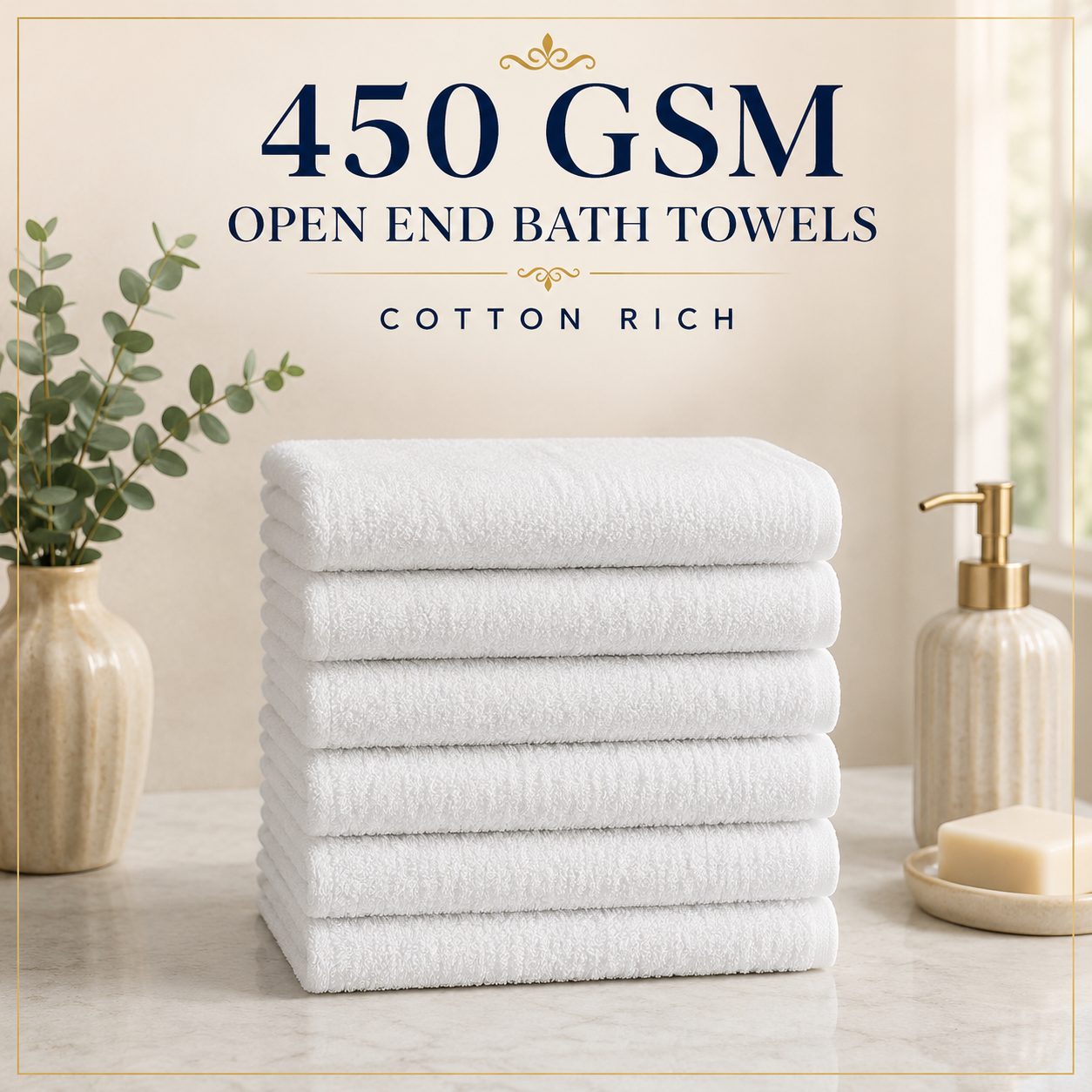 450 GSM Open End Bath Towels - Cotton Rich