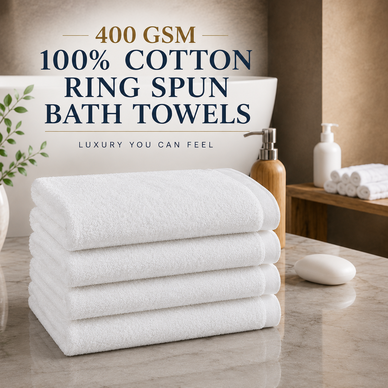 400 GSM 100% Cotton Ring Spun Bath Towels