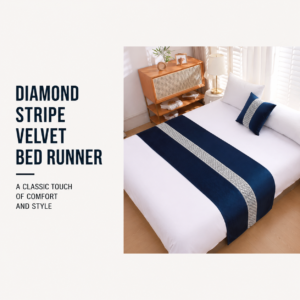 Diamond Stripe Velvet Bed Runner – A Classic Touch of Comfort and Style