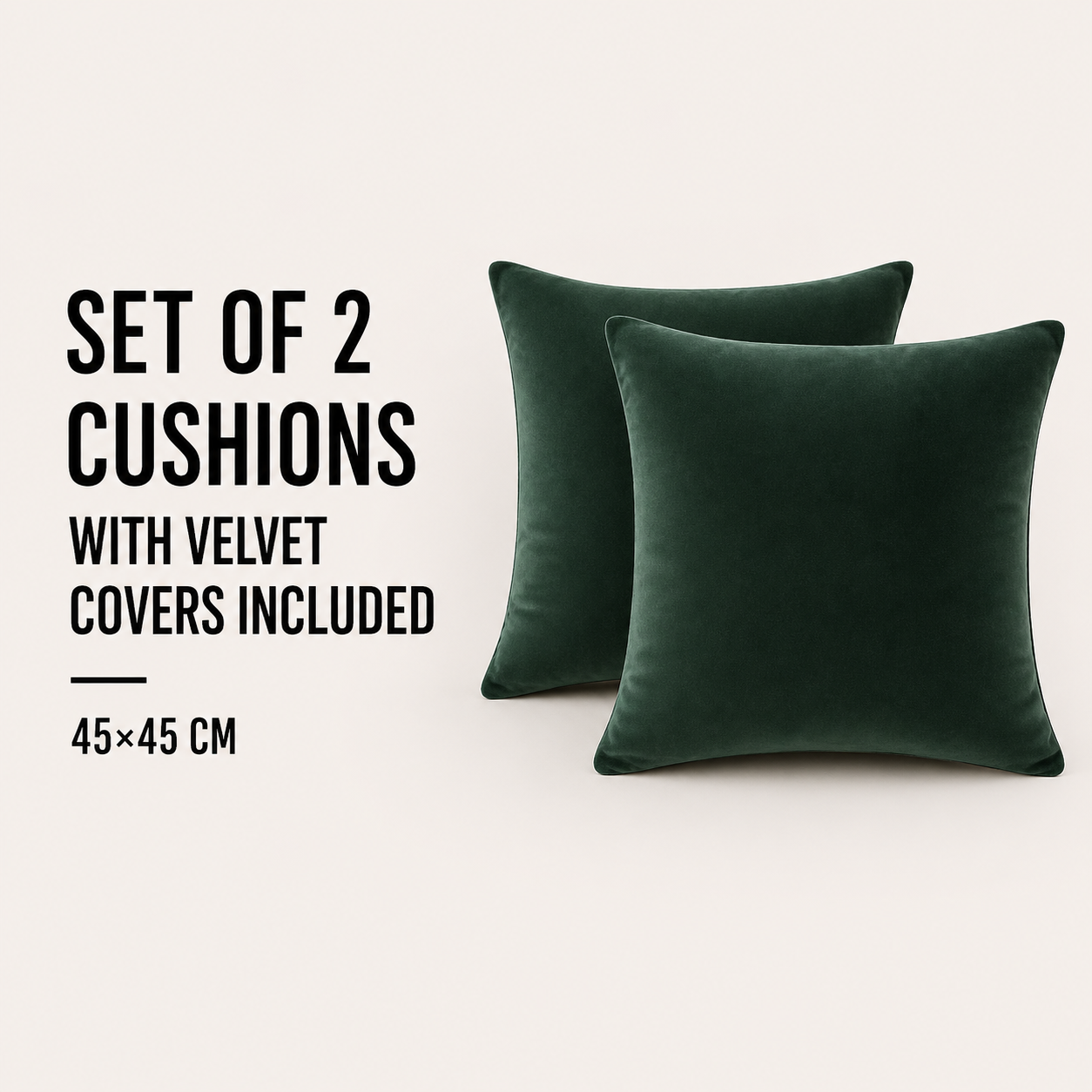 Set of 2 Cushions with Velvet Covers Included - 45x45 cm (Available in more colours)