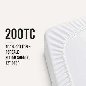 200TC 100% Cotton - Percale Fitted Sheets 12" Deep