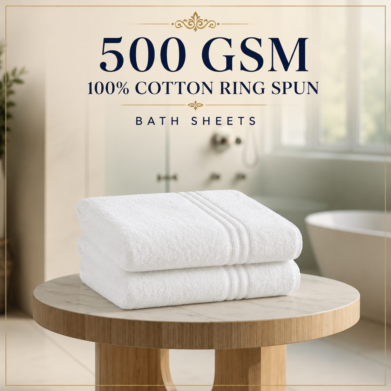 500 GSM 100% Cotton Ring Spun Bath Sheets
