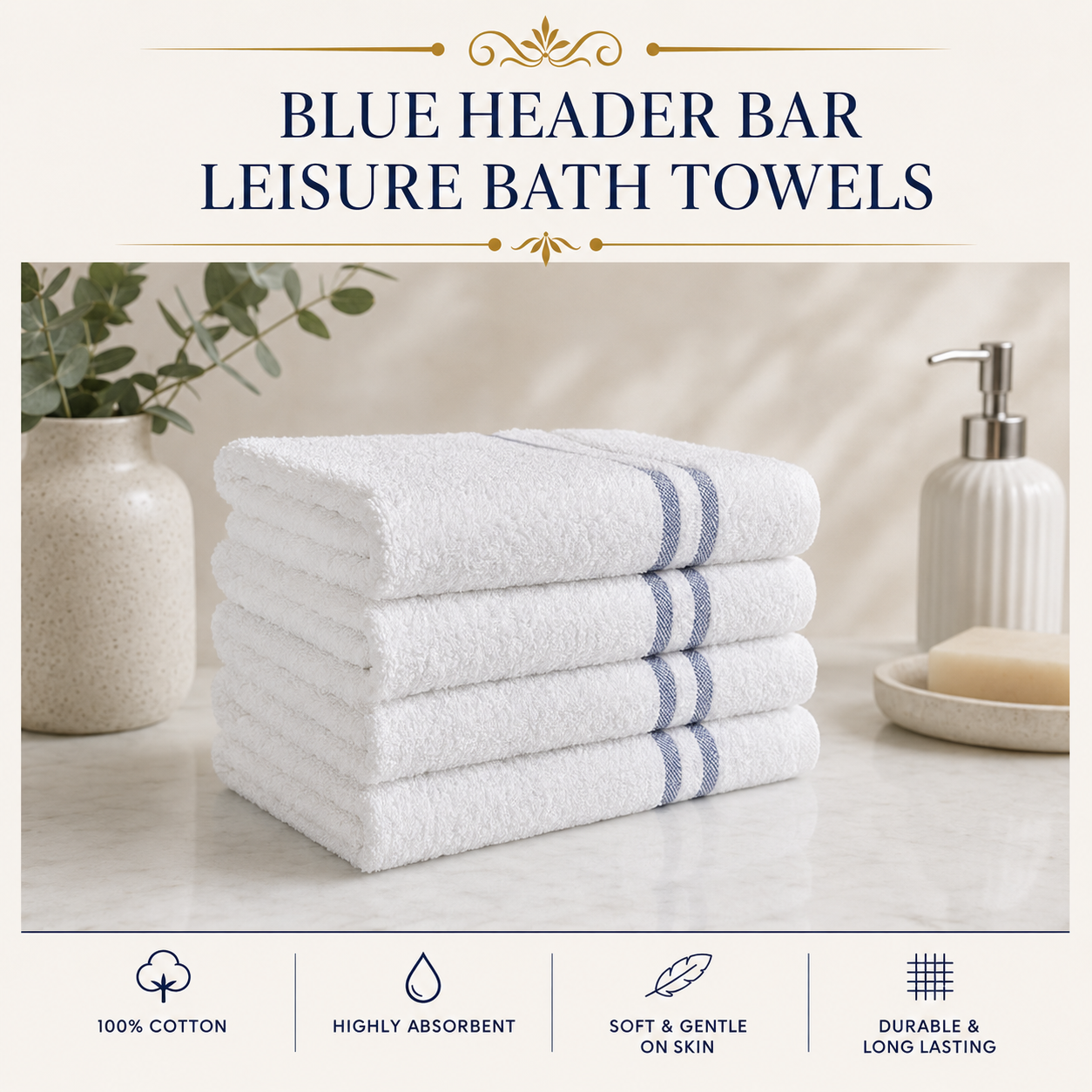 Blue Header Bar Leisure Bath Towels