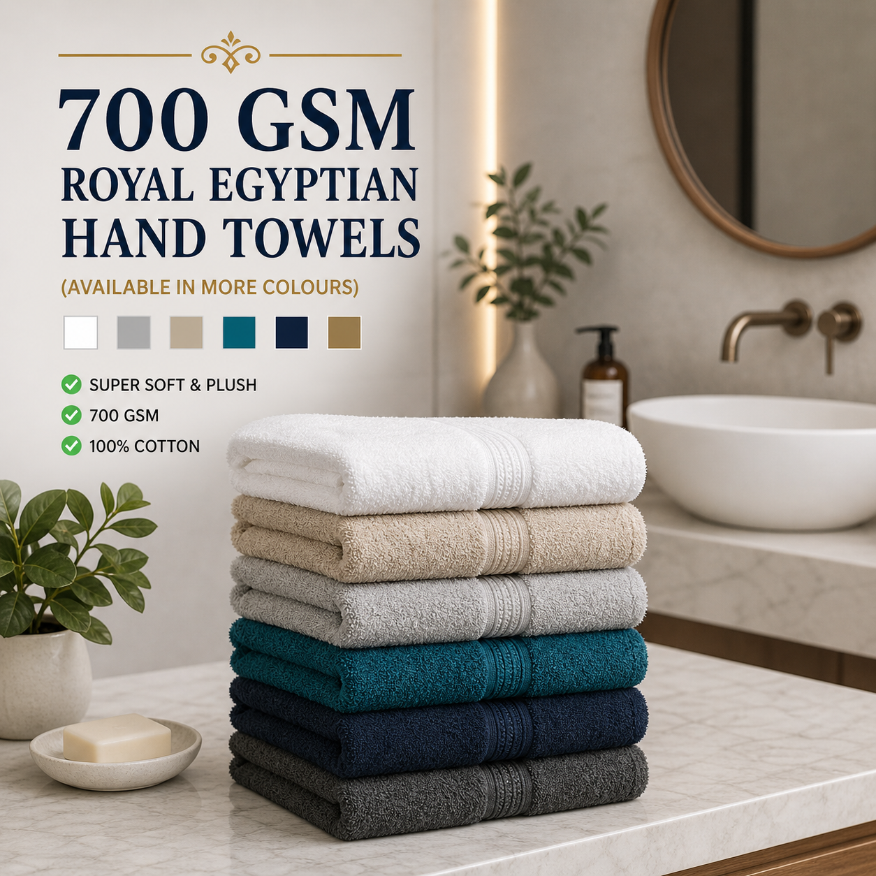 700 GSM Royal Egyptian Hand Towels (available in more colours)