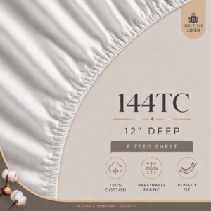 144 Thread Count, 68 Pick - 12" Deep Fitted Sheets
