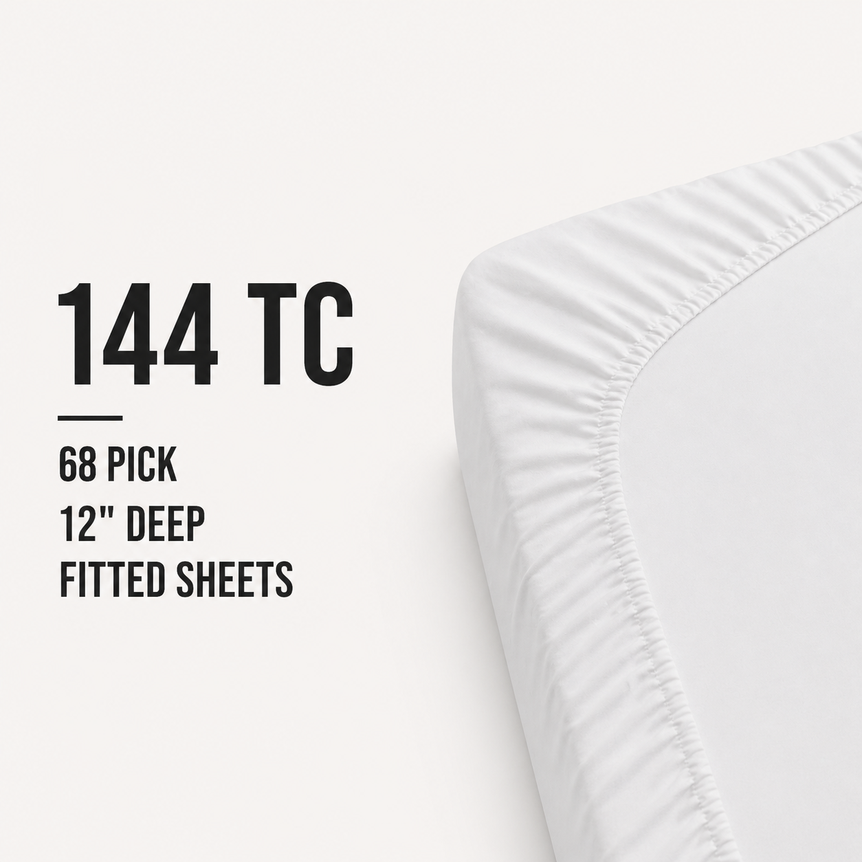 144 Thread Count, 68 Pick - 12" Deep Fitted Sheets (Available in more colours)