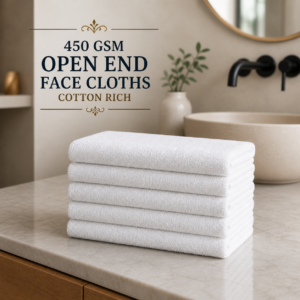 450 GSM Open End Face Cloths - Cotton Rich