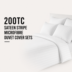 200TC Sateen Stripe Microfibre Duvet Cover Sets