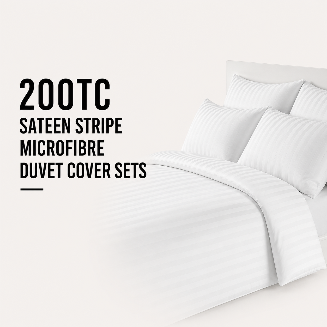 200TC Sateen Stripe Microfibre Duvet Cover Sets