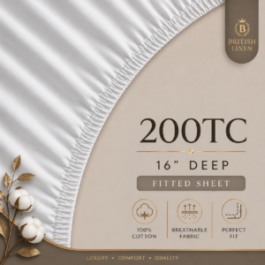 200TC 100% Cotton - Percale Fitted Sheets 16" Extra Deep