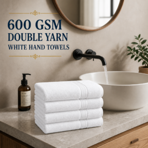 600 GSM Double Yarn White Hand Towels