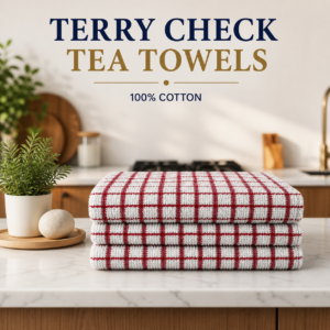 Terry Check Tea Towels - 100% Cotton