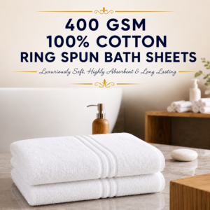 400 GSM 100% Cotton Ring Spun Bath Sheets