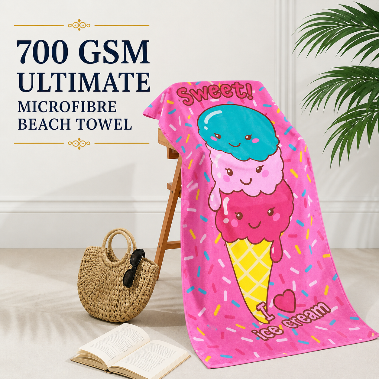 Summer Cool Design Microfibre Beach Towel | 70x150 cm