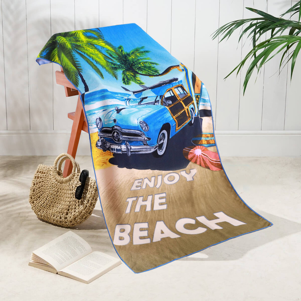 Car Beach Design Microfibre Beach Towel – 70 x 150 cm