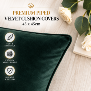 Premium Piped Velvet Cushion Covers - 45x45cm (Available in more colours)