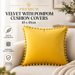 Premium Velvet with Pompom Cushion Covers - 45x45cm (Available in more colours)