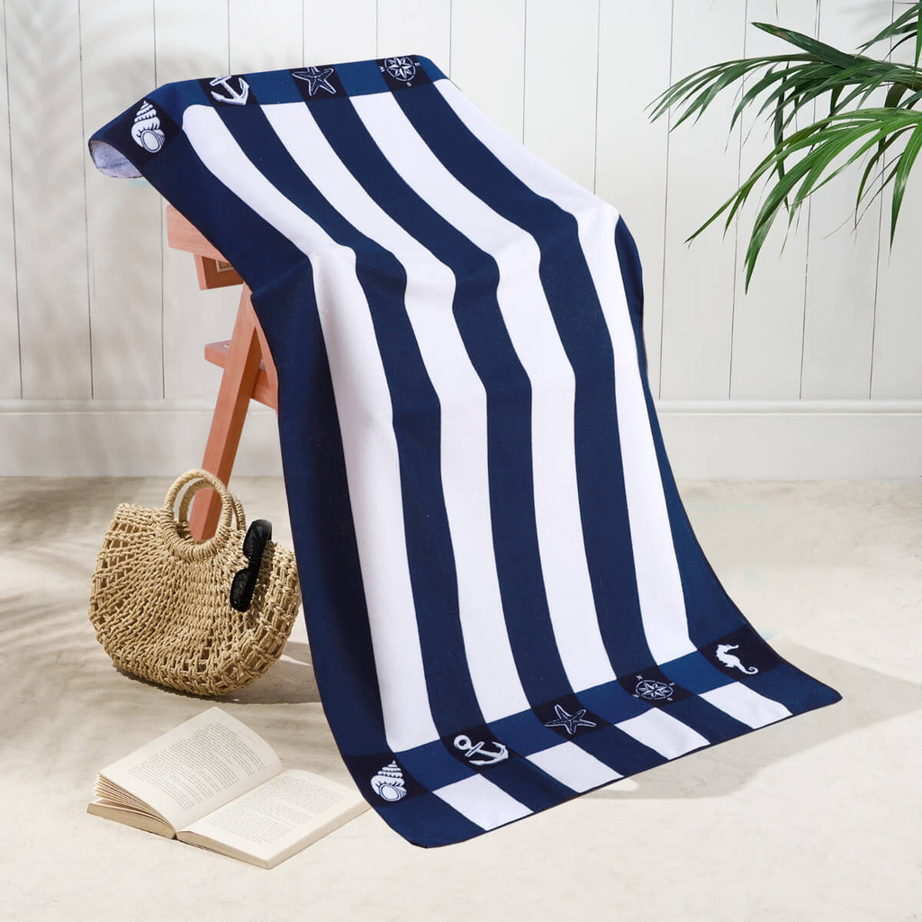 Classic Cabana Stripe Microfibre Beach Towel – 70 x 150 cm