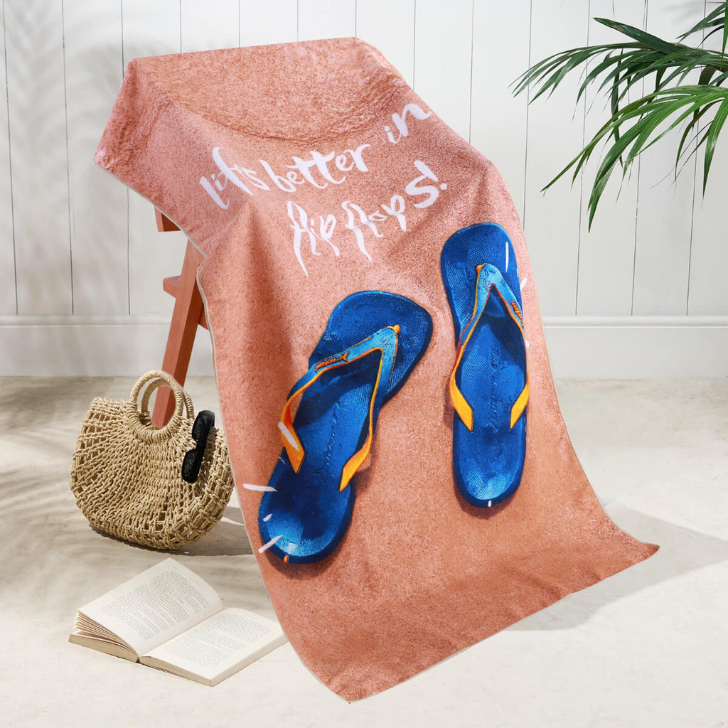 Flip Flop Design Microfibre Beach Towel – 70 x 150 cm