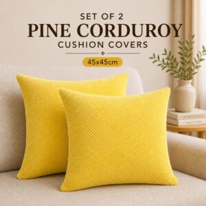 Set of 2 Cushions with Pine Corduroy Covers Included - 45x45cm