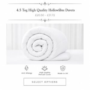4.5 Tog High Quality Hollowfibre Duvets