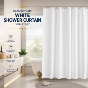 Classic Plain White Shower Curtain - Steel Eyelet