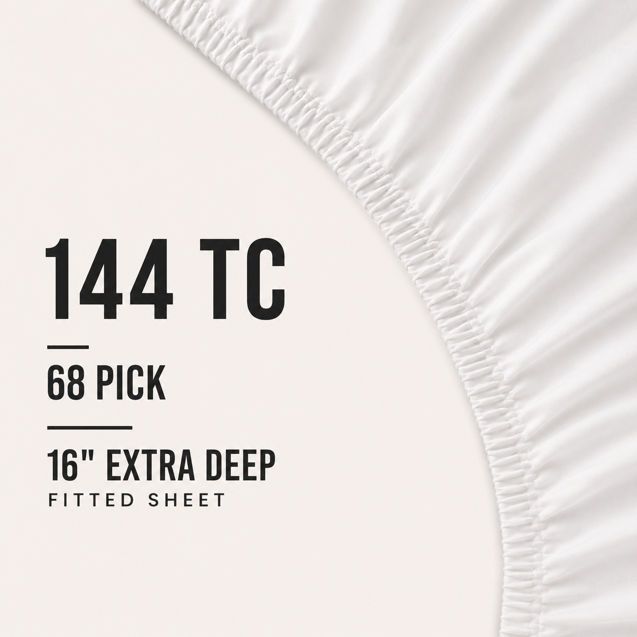 144 Thread Count, 68 Pick - 16" Extra Deep Fitted Sheet (Available in more colours)