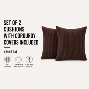 Set of 2 Cushions with Corduroy Covers Included - 45x45 cm