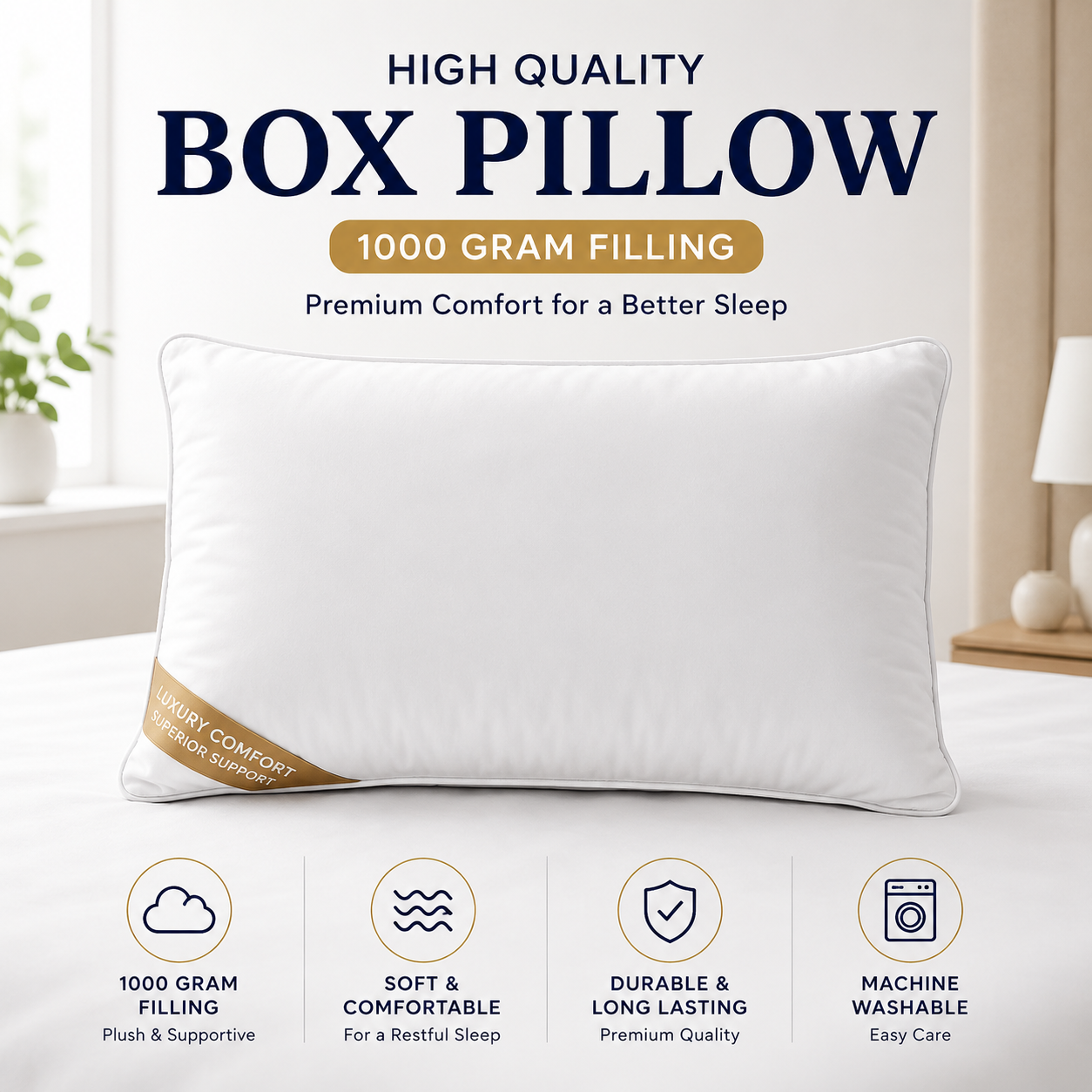 High Quality Box Pillows - 1000 Gram Filling