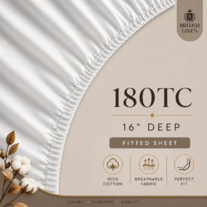 180TC Easy Iron Percale Fitted Sheets 16" Extra Deep