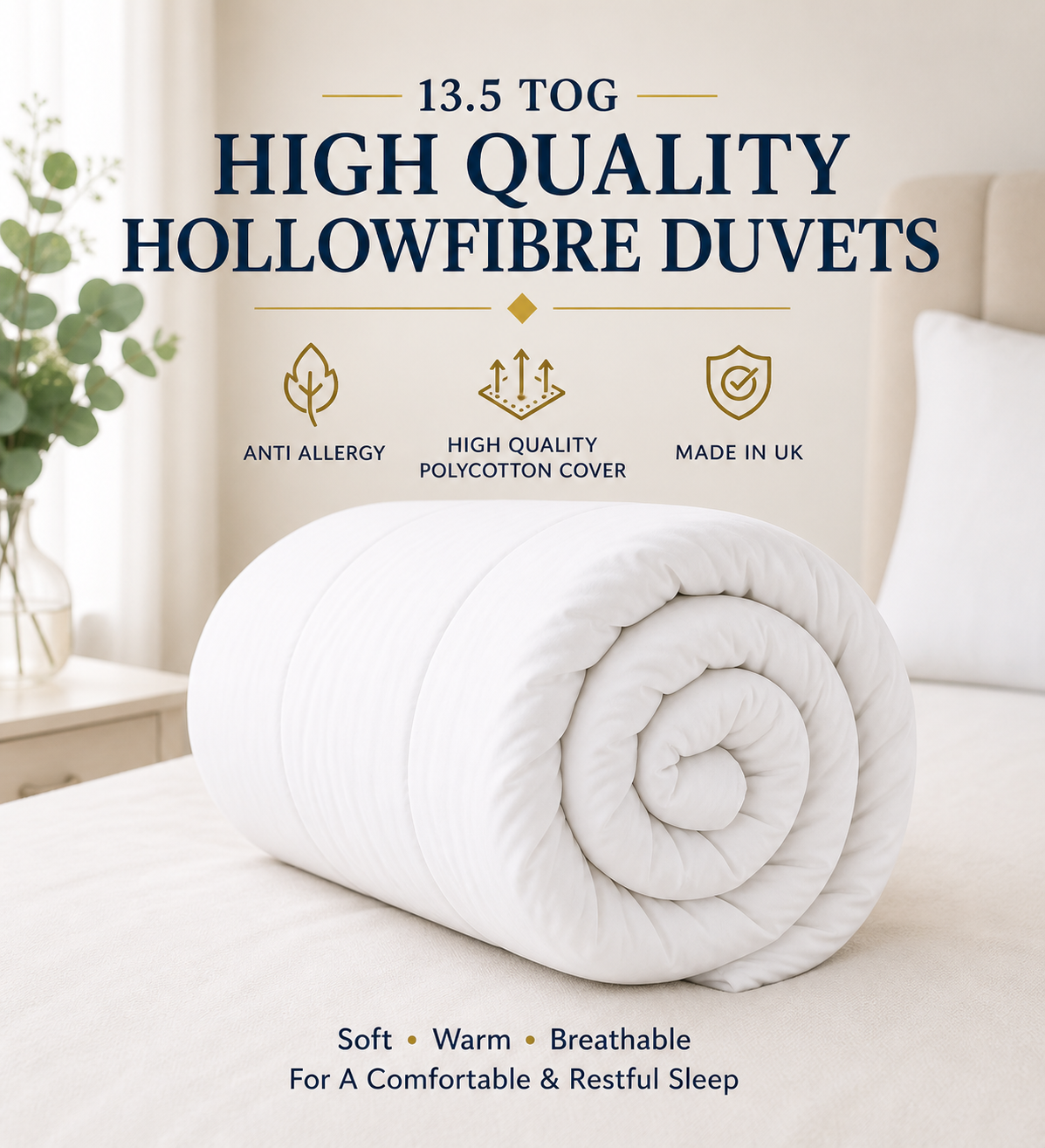 13.5 Tog High Quality Hollowfibre Duvets