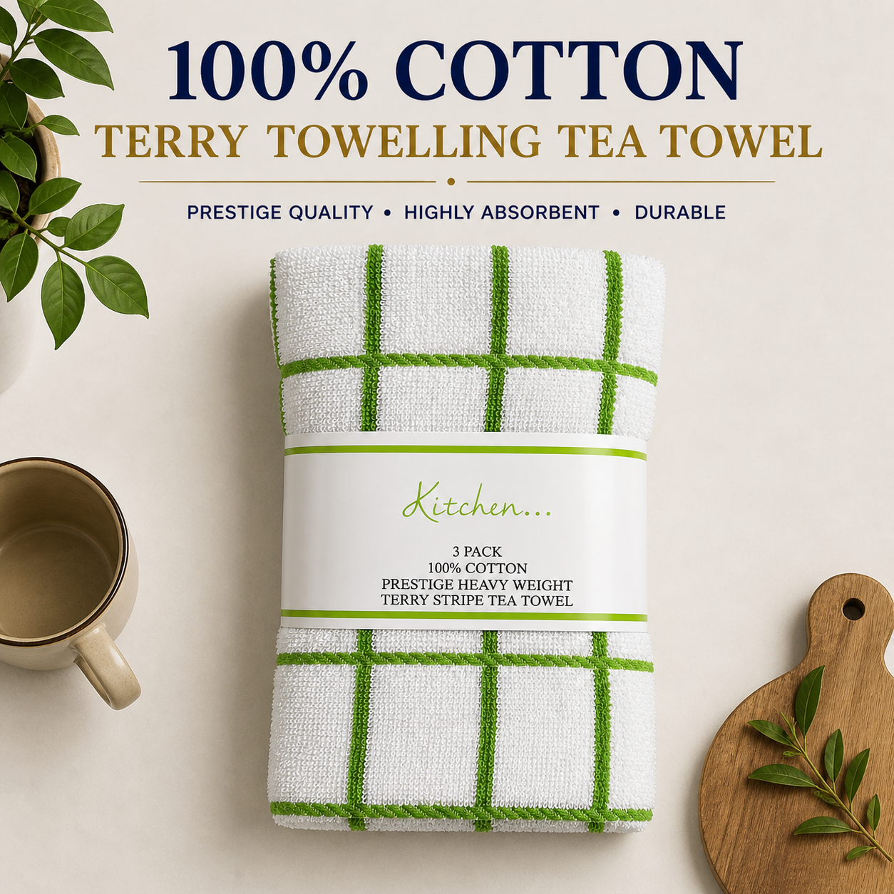 100% Cotton Terry Towelling Tea Towel - Prestige (Available in more colours)