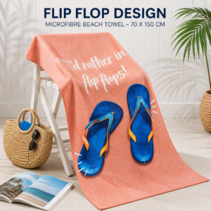 Flip Flop Design Microfibre Beach Towel – 70 x 150 cm