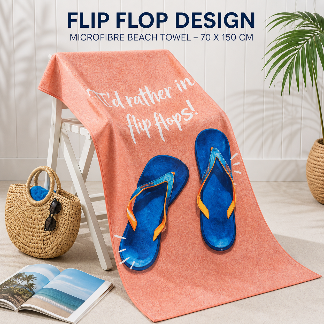 Flip Flop Design Microfibre Beach Towel – 70 x 150 cm