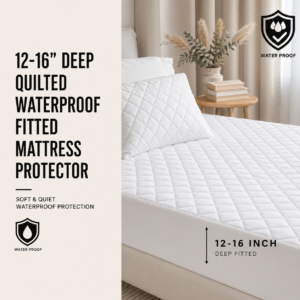 12-16" Deep Quilted Waterproof Fitted Mattress Protector