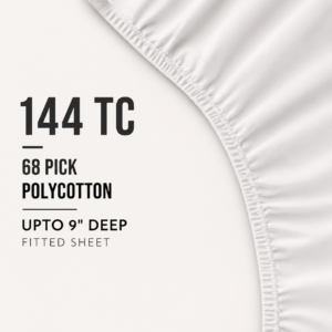 144 Thread Count, 68 Pick Polycotton - 9" Fitted Sheets