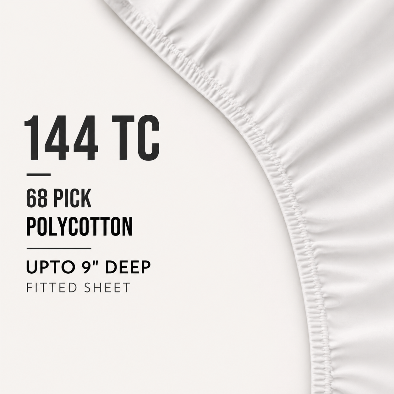 144 Thread Count, 68 Pick Polycotton - 9" Fitted Sheets (Available in more colours)