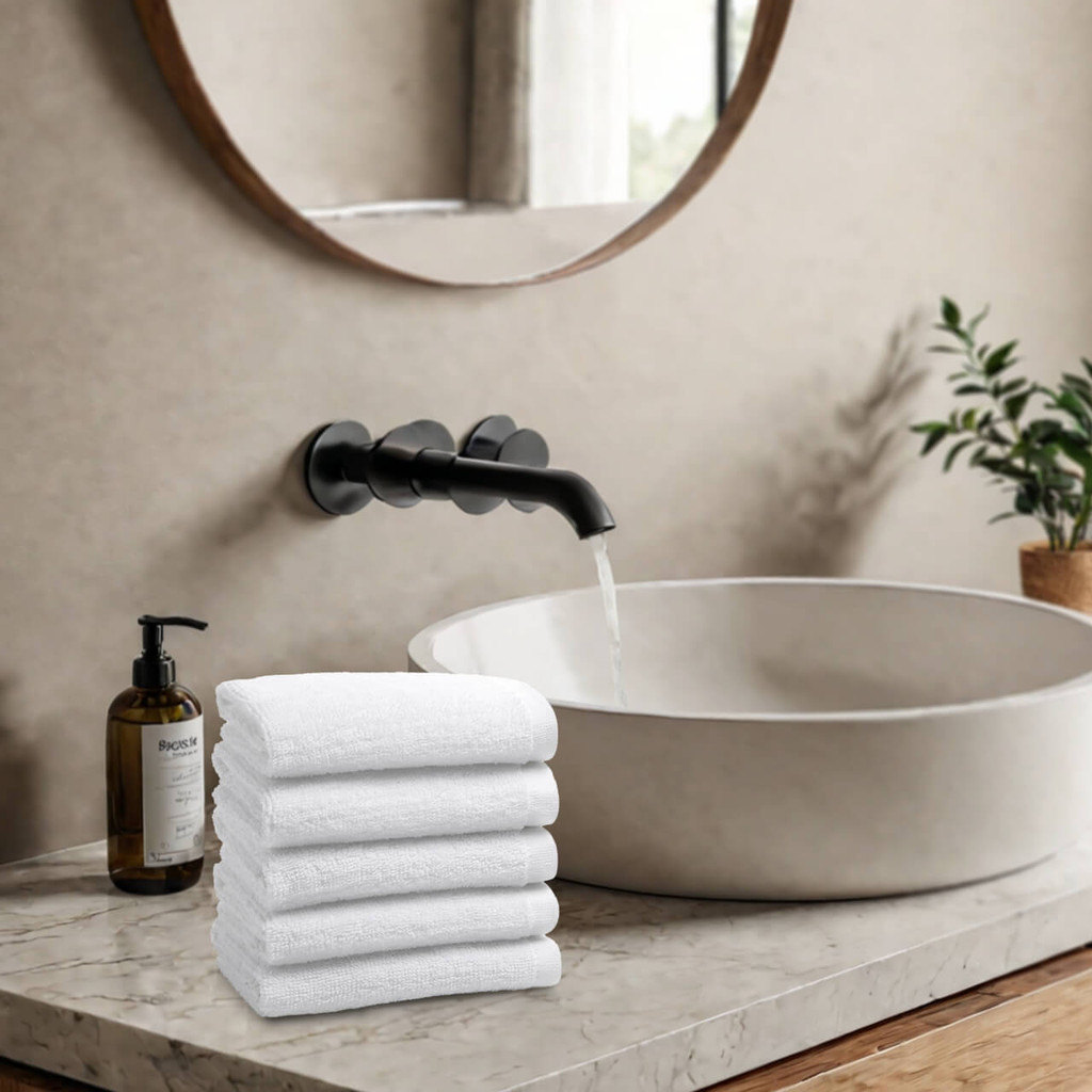 600 GSM Double Yarn White Face Cloths