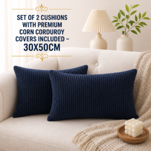 Set of 2 Cushions with Premium Corn Corduroy Covers Included - 30x50cm