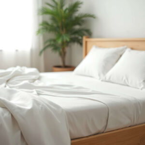 300TC 100% Cotton Sateen Fitted Sheets 12 Deep – Luxury White Bedding