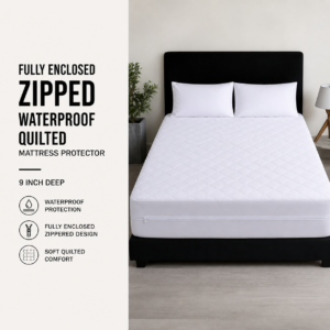 Fully Enclosed Zipped Waterproof Quilted Mattress Protector - 9 Inch Deep